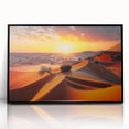 Large abstract wall art depicting the Abu Dhabi skyline in muted earth tones on a framed acrylic.