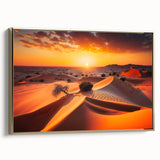 Vintage poster art of Abu Dhabi landscape on framed canvas, featuring black and gold tones, ideal for bedroom wall decor.