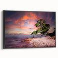 Black and white landscape art painting of Auckland, on framed canvas, ideal for bedroom wall decor.
