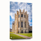 Acrylic print of a large abstract depiction of Canterbury, New Zealand in muted earth tones.