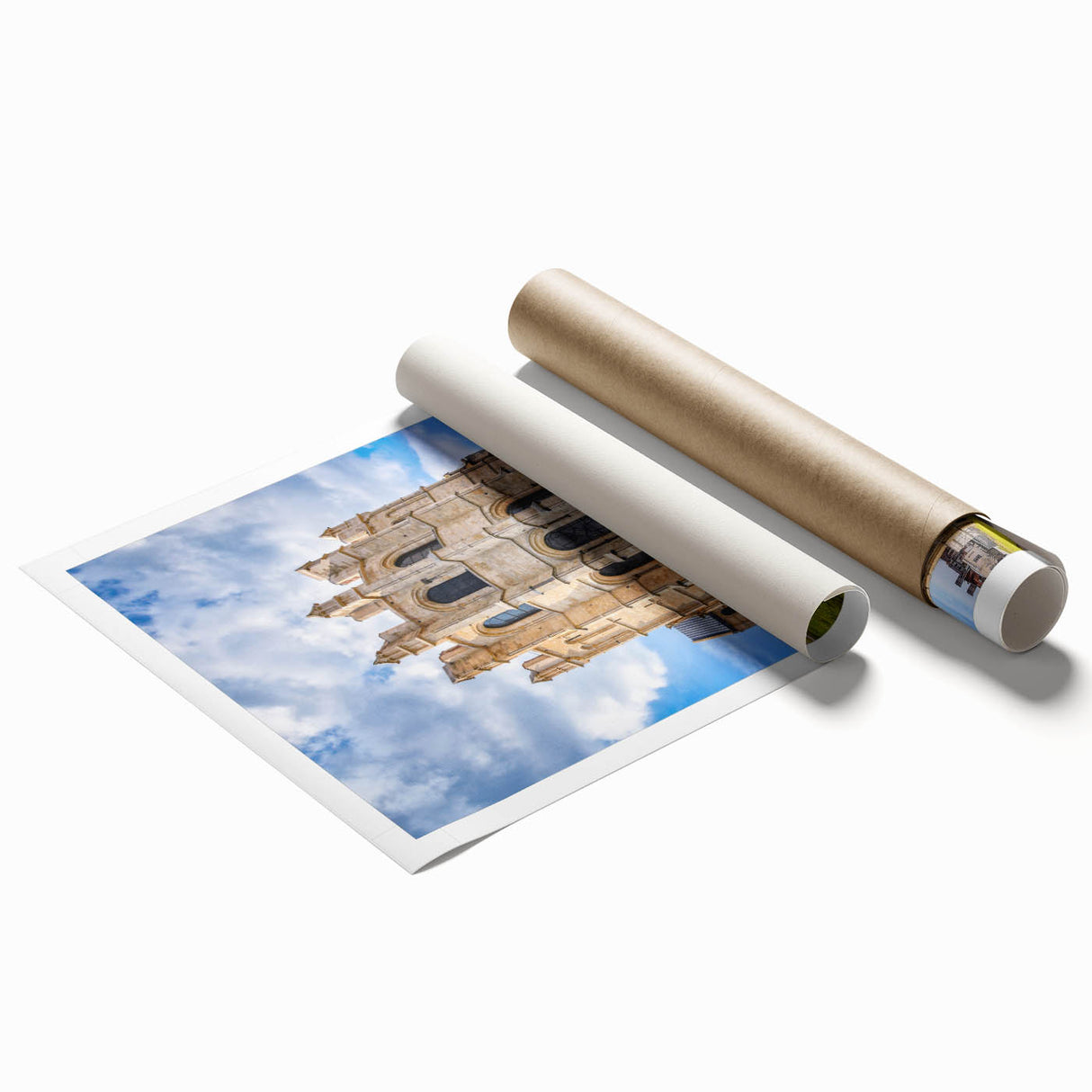 Extra large rolled canvas print of a serene Canterbury, New Zealand scenery, featuring soft pastel floral elements.