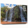 Acrylic print of a large abstract portrayal of a Bolivian landscape in earthy tones, ideal for dining room decor.