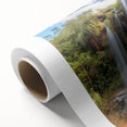 Art Deco poster of a Bolivian landscape in soft pastel hues on rolled canvas, ideal for nursery wall art.