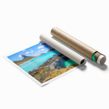 Extra large rolled print of a floral art scene in Brazil, with vibrant green and pink tones.