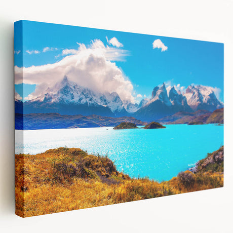 Scenic depiction of a South American landscape in muted earth tones on stretched canvas, suited for kitchen wall art.