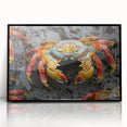 Large abstract wall art depicting the Galápagos Islands in muted earth tones, framed in black acrylic.