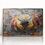 Mid-century modernist art of Galapagos scenery in muted earth tones on framed acrylic, ideal for modern art wall decor.