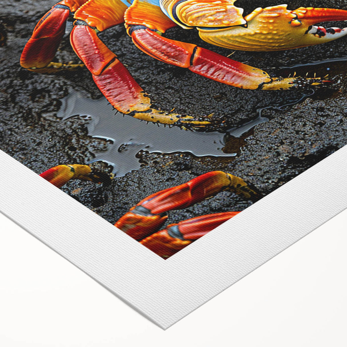 Art deco poster of Galapagos scenery on rolled canvas, in vibrant blue and green tones, ideal for dining room wall art.