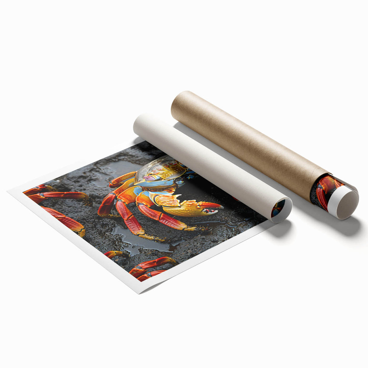 Extra large rolled print featuring a detailed floral art scene from Ecuador's Galapagos, in vibrant colors.