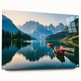 Acrylic print of an abstract Alaskan landscape in cool blue and white tones, suitable for bedroom or dining room decor.
