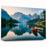 Large abstract depiction of Alaska scenery on acrylic glass, using cool blue and gray tones.
