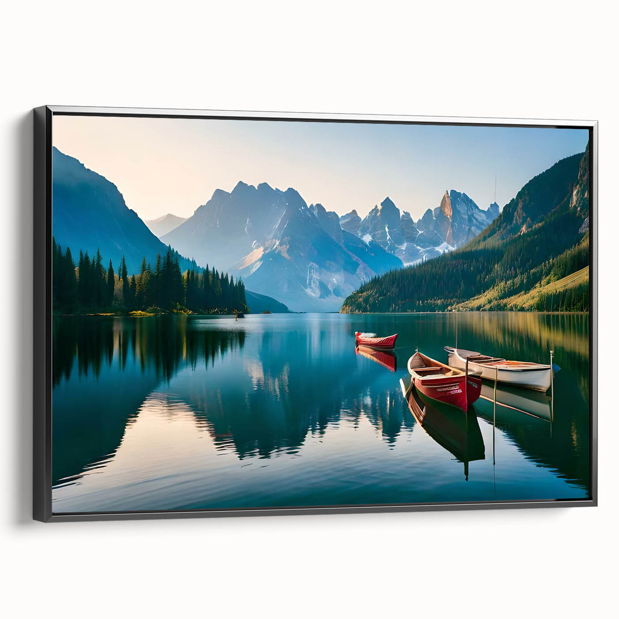 Black and white framed canvas of an Alaskan landscape, ideal for bedroom wall decor.