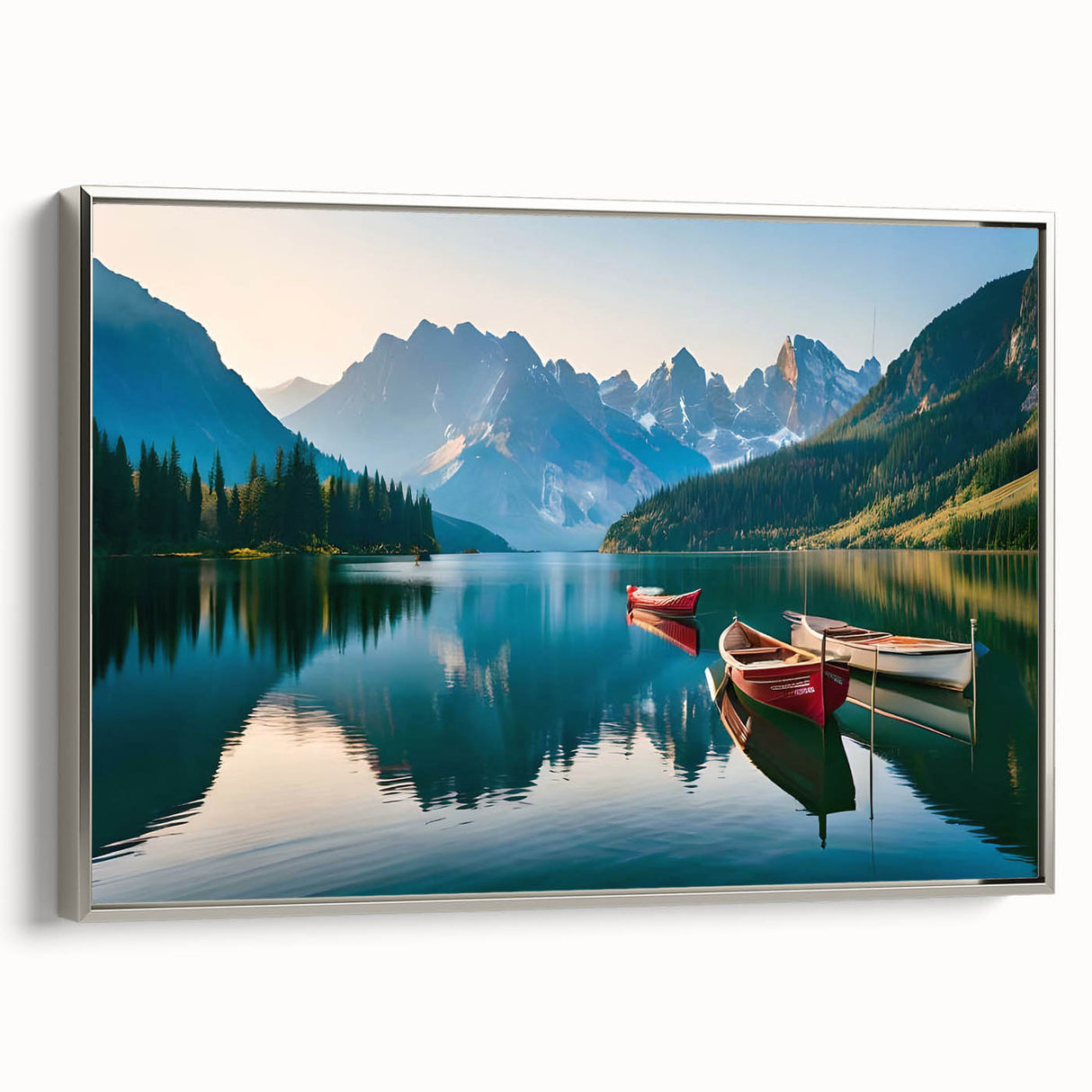 Framed canvas depicting a vintage-style Alaskan landscape in muted earth tones.