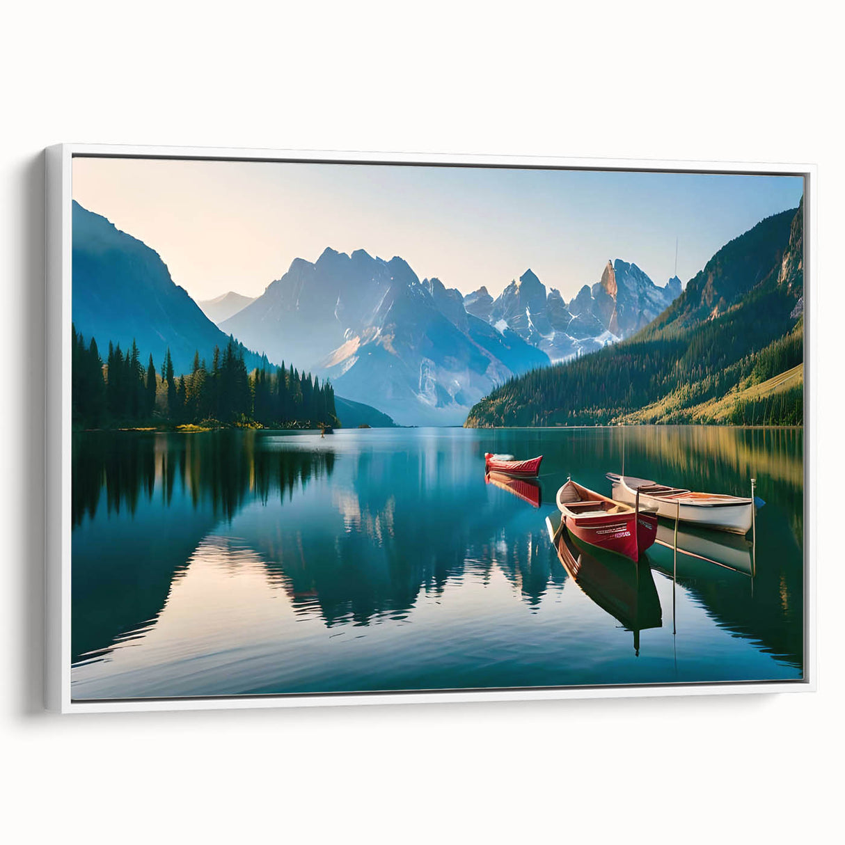 Vintage poster art of an Alaskan landscape on a framed canvas, featuring muted earth tones, ideal for living room decor.
