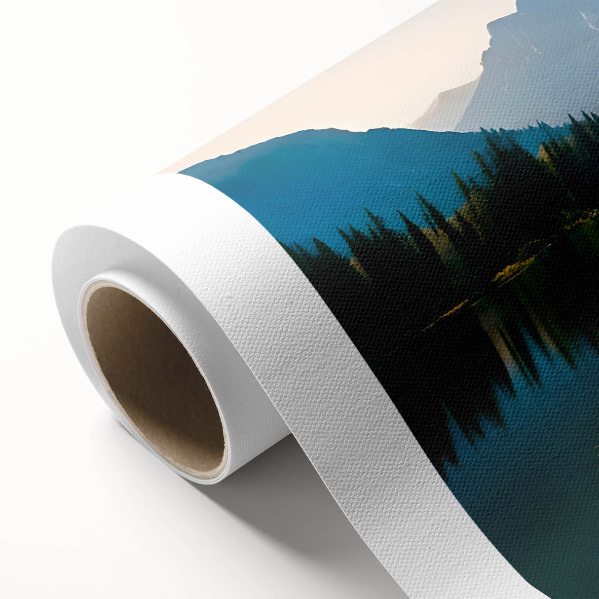 Art deco poster of Alaska scenery in pastel shades on rolled canvas, ideal for nursery wall art.