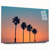 Large abstract depiction of the San Diego skyline in muted blue and gray tones on acrylic glass.