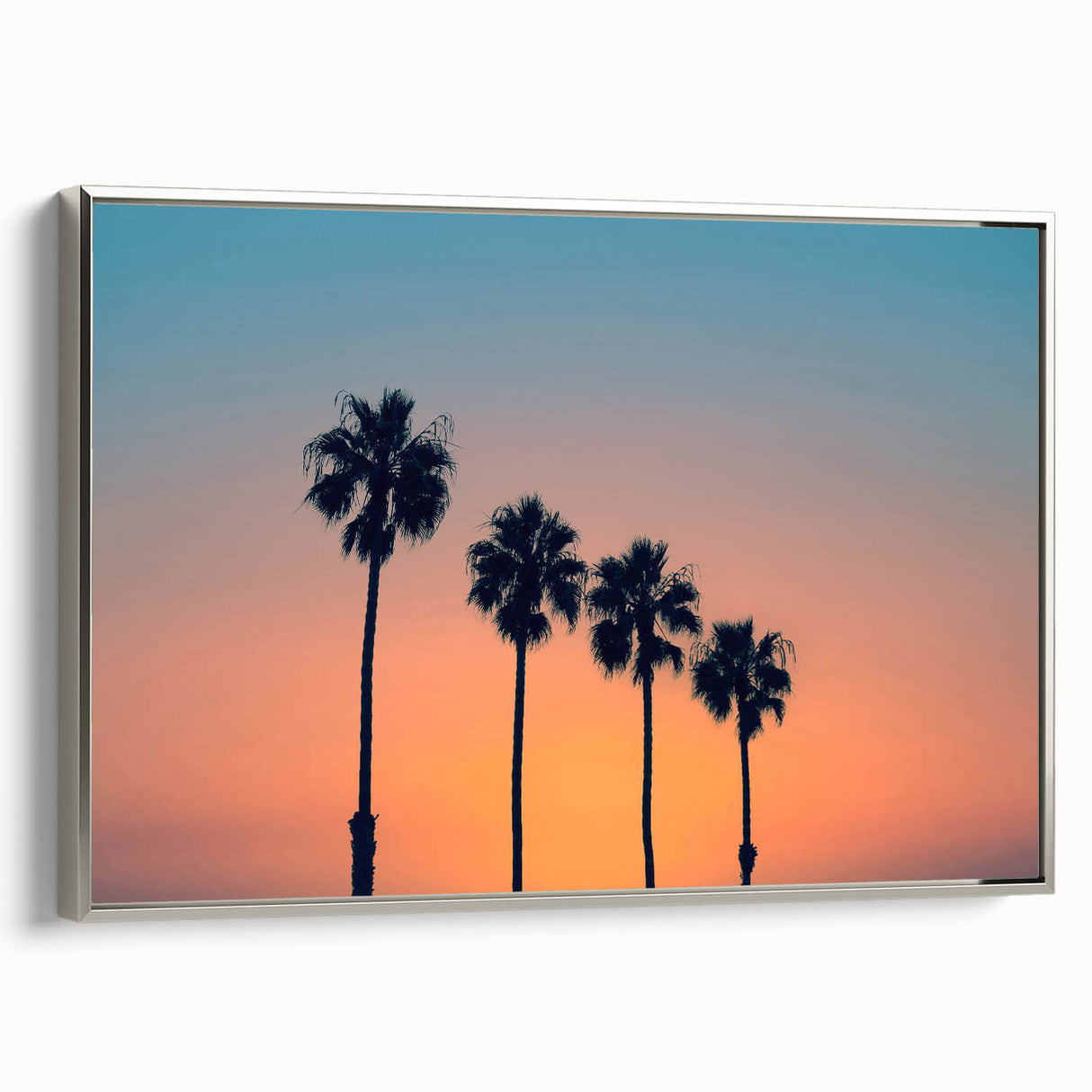 Framed canvas of a vintage-style San Diego landscape, featuring vibrant colorful art on a black background.