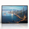 Large abstract wall art depicting San Francisco's skyline in muted gray and blue tones, framed acrylic.