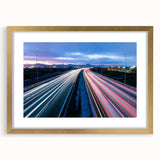 Extra large abstract art print of Connecticut scenery in muted earth tones on a gold-framed canvas.