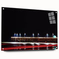 Large abstract wall art on acrylic glass depicting Daytona scenery in vibrant colors, ideal for bedroom or dining room decor.