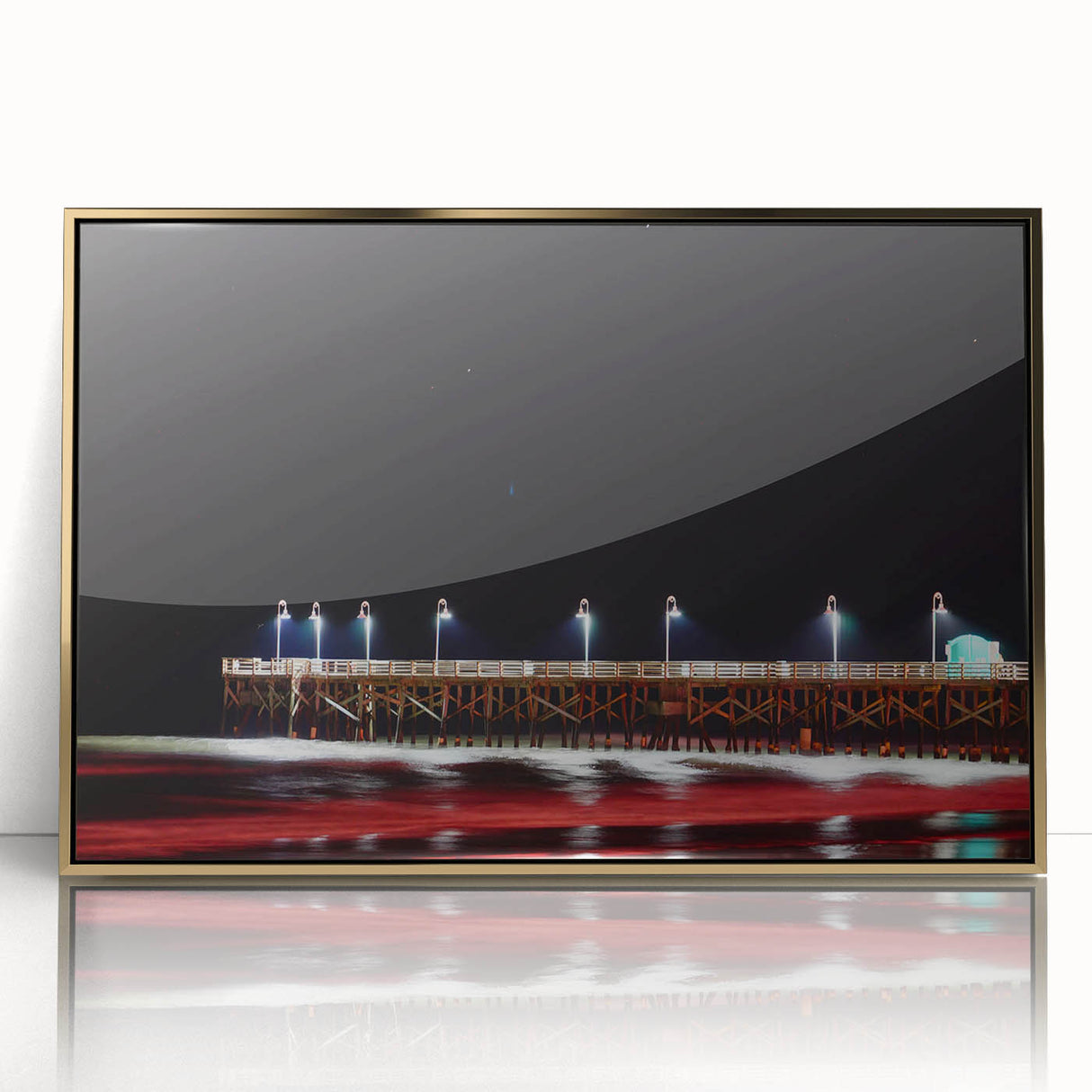Daytona beach scene in muted pastel shades on a framed acrylic, ideal for nursery wall art.