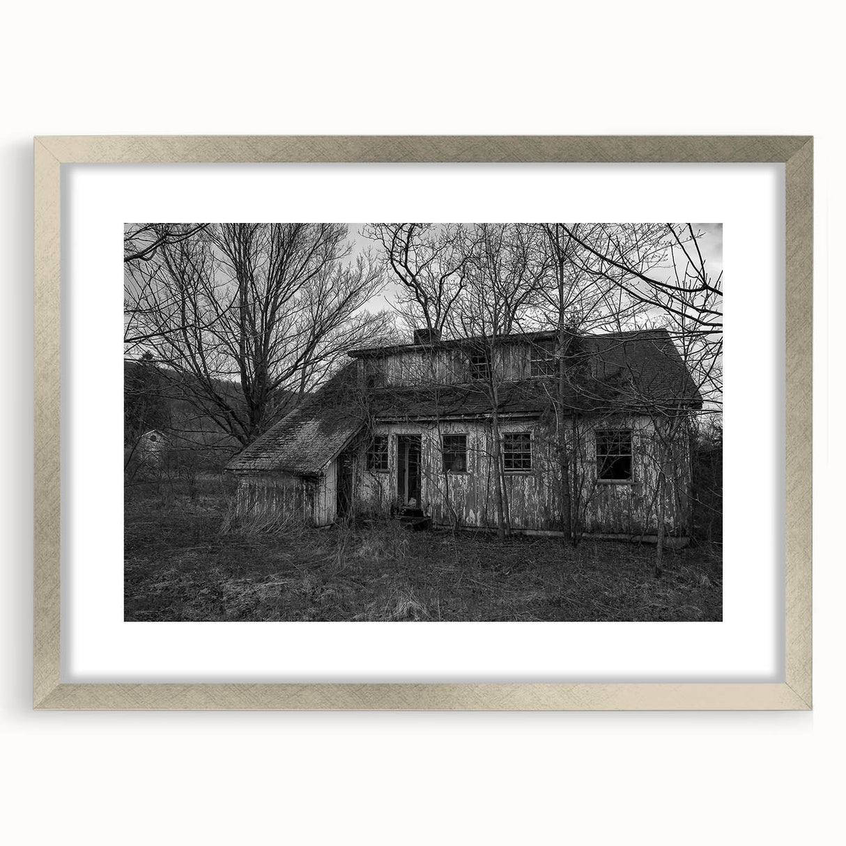 Textured art abstract print of Delaware scenery in muted earth tones, framed in silver, ideal for bedroom art.