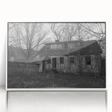 Art deco poster of Delaware scenery in muted green and blue tones, acrylic print in white frame.