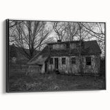 Black and white landscape painting of Delaware scenery on framed canvas, suitable for bedroom wall decor.