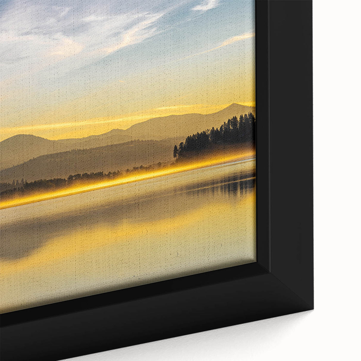 Extra large framed canvas of a textured Idaho scenery in black with colorful accents, ideal for living room decor.