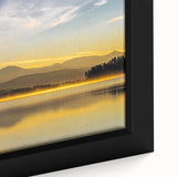Extra large framed canvas of a textured Idaho scenery in black with colorful accents, ideal for living room decor.