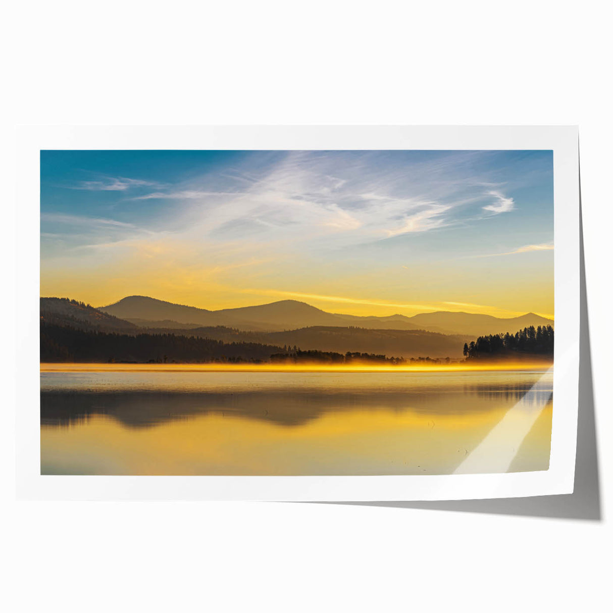 Scenic Idaho landscape with lush greenery and mountains on a rolled canvas print, suitable for dining room decor.