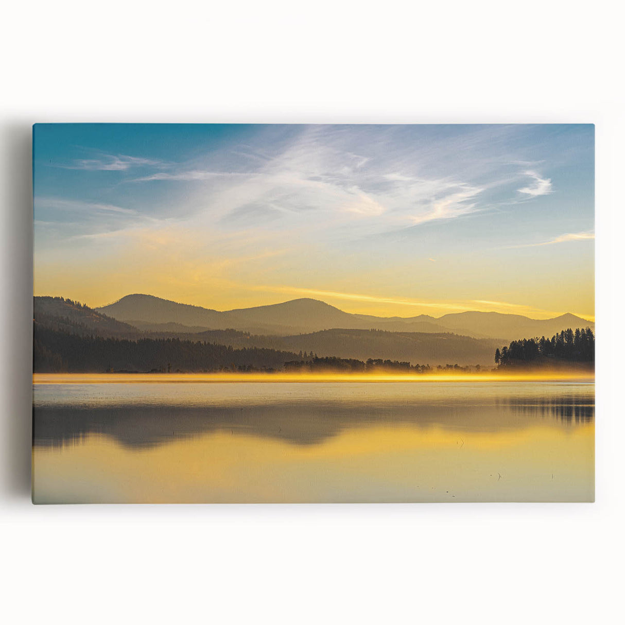 Black and white photograph of a serene Idaho landscape on large stretched canvas, ideal for kitchen art.
