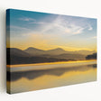 Idaho landscape on large stretched canvas, featuring muted green and blue tones, ideal for kitchen wall art.