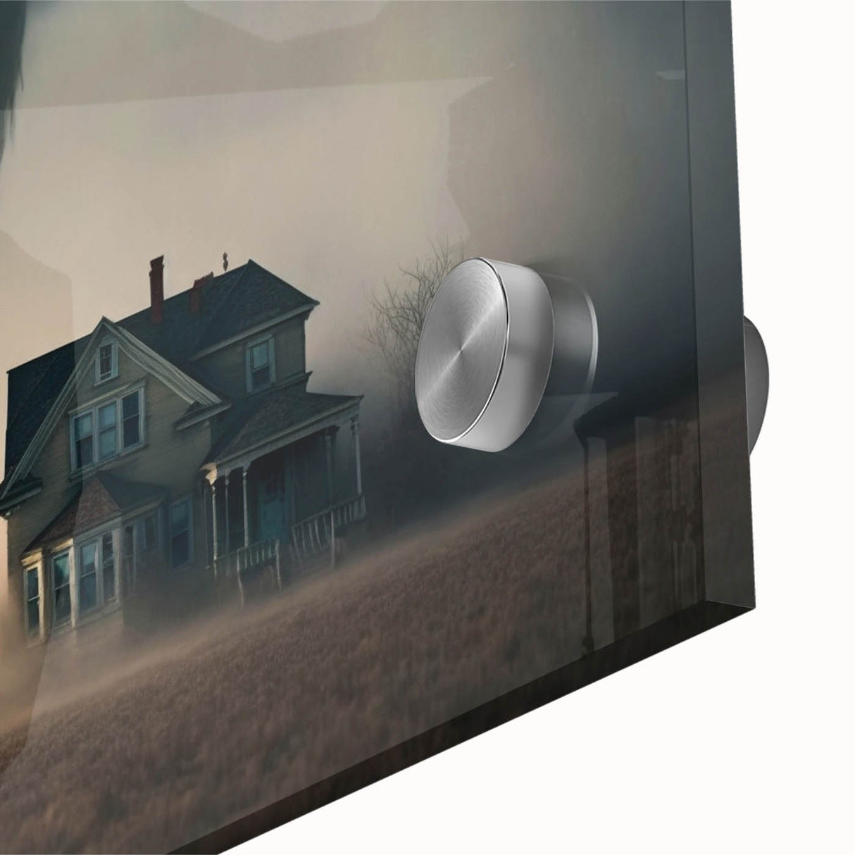 Large abstract wall art depicting Kansas scenery in muted earth tones on acrylic glass, suitable for dining room ambiance.