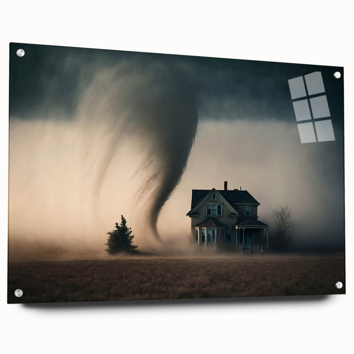 Acrylic print of abstract Kansas scenery in muted earth tones, ideal for dining room decor.