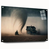Acrylic print of abstract Kansas scenery in muted earth tones, ideal for dining room decor.