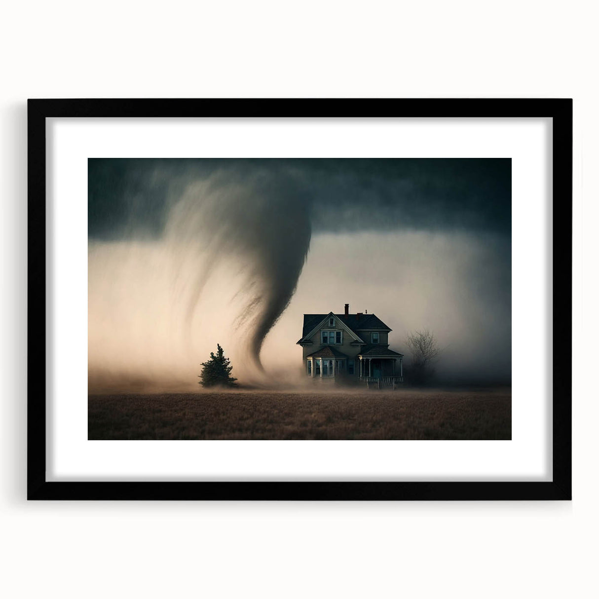 Extra large abstract art print of a textured, colorful Kansas scenery on a black-framed canvas, ideal for living room decor.