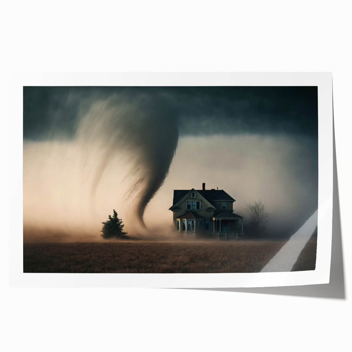 Rolled print of Kansas scenery with soft floral designs in muted colors, suitable for dining room wall art.