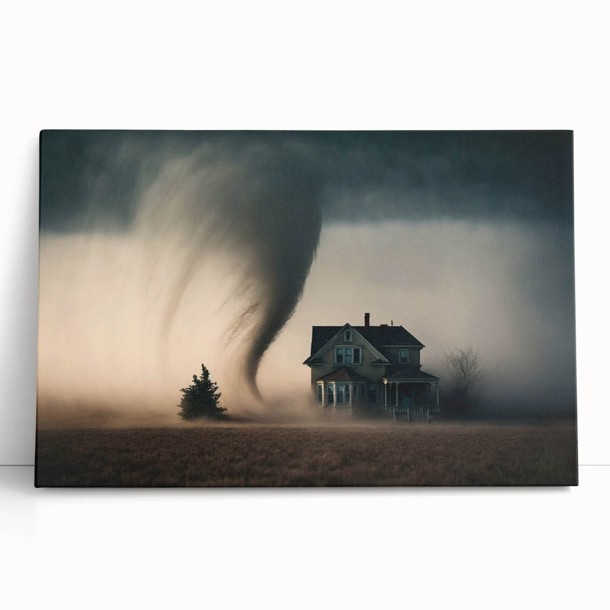 Black and white stretched canvas of a Kansas landscape, ideal for kitchen wall art or bedroom decor.
