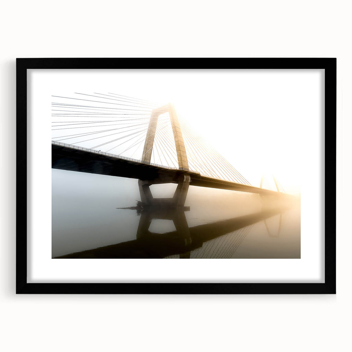 Extra large abstract art print featuring colorful, textured scenery of Kentucky, in a black frame with mat.
