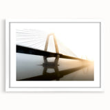 Abstract art print of Kentucky scenery in muted green and blue tones on a framed white mat.