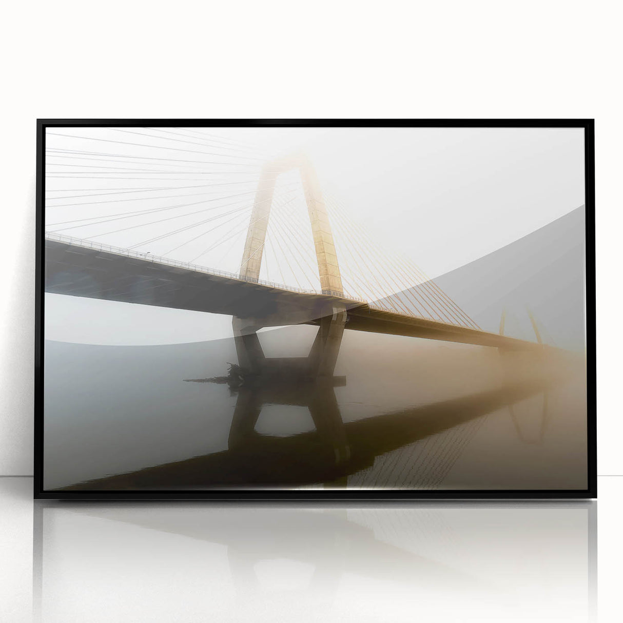 Large abstract wall art depicting a vibrant Kentucky landscape in mid-century modernist style, framed in black acrylic.