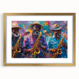 Abstract art print of a textured New Orleans landscape in muted gold tones on a framed canvas, ideal for living room decor.