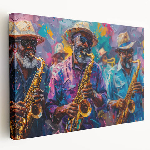 New Orleans skyline depicted in muted watercolor tones on a large stretched canvas, suitable for kitchen wall art.