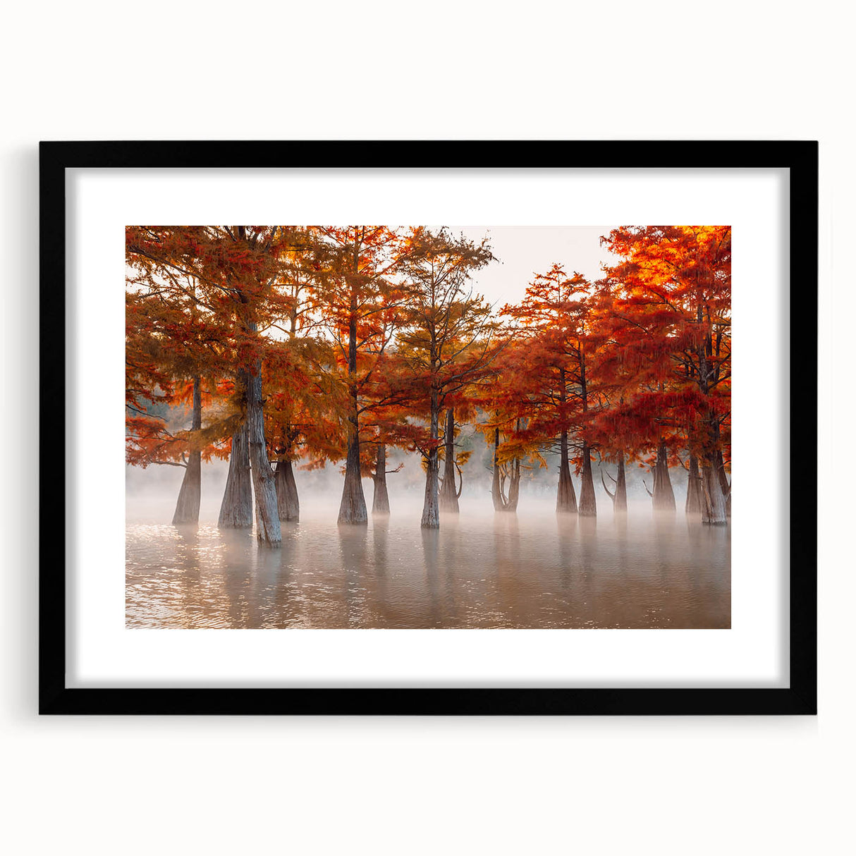 Colorful abstract art print of Louisiana scenery in vibrant hues on a large framed canvas, ideal for living room decor.