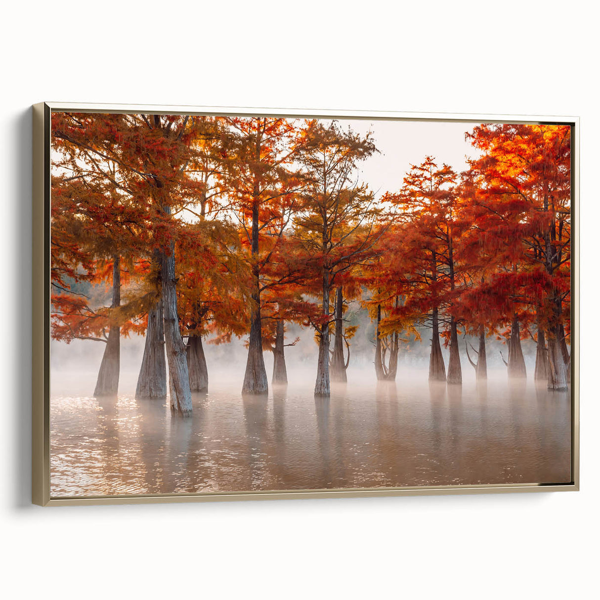 Landscape painting of a Louisiana bayou on framed canvas, featuring deep green and black tones, ideal for bedroom wall decor.
