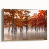 Landscape painting of a Louisiana bayou on framed canvas, featuring deep green and black tones, ideal for bedroom wall decor.