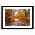 Colorful abstract art print of Acadia, Maine, in vibrant hues on a large framed canvas, ideal for living room decor.