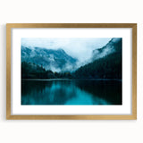Extra large framed abstract art print of Seattle skyline in textured gold and blue tones, ideal for living room decor.