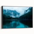 Black and white framed canvas of Seattle landscape with vintage poster art style, ideal for bedroom wall decor.